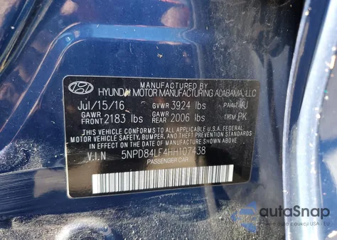 2017 Hyundai Elantra Se from USA, damaged, VIN 5NPD84LF4HH107438